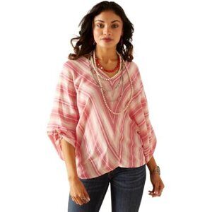 Ariat Women's XL Maggie Poncho Kimono Shirt Top - Camellia Stripe